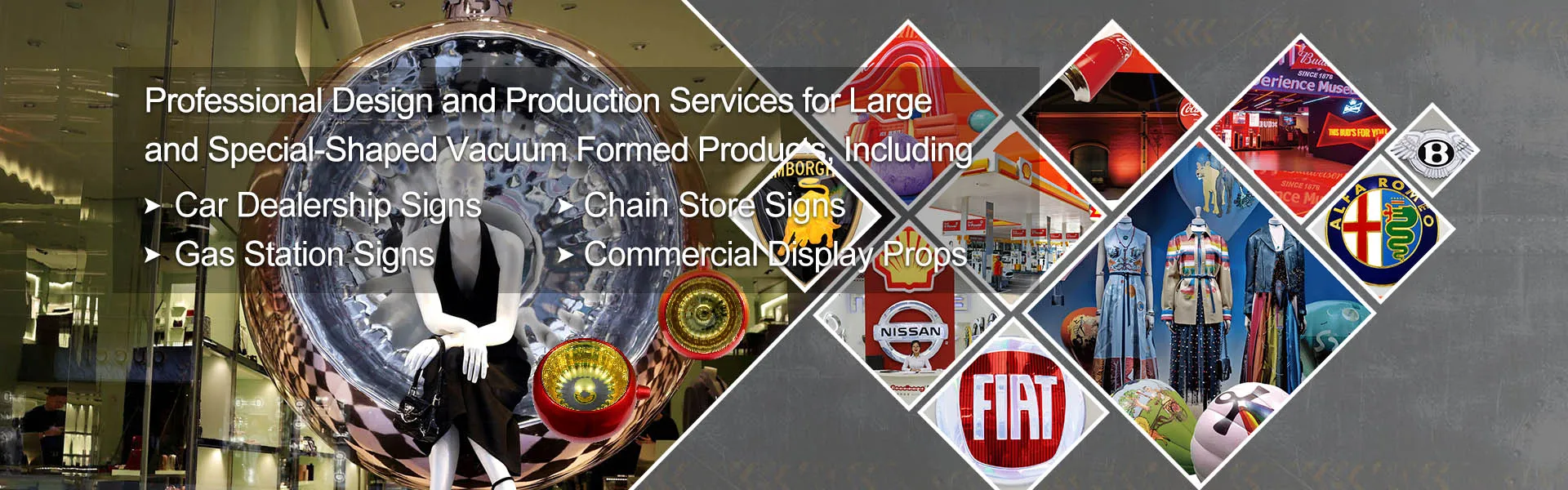 OEM Vacuum Forming Automotive Sign Dealership Chrome Car Logo